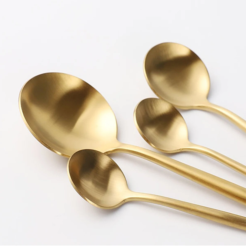 Посуда Вилка Нож Ложка Золотые столовые приборы Столовые приборы из нержавеющей стали
