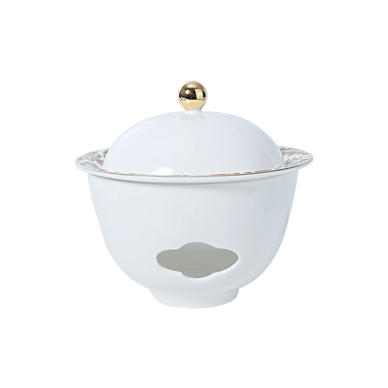 Чаепитие Фарфоровая чаша с золотыми краями Cubilose Супница Синяя костяная фарфоровая супница для кафе и ресторанов