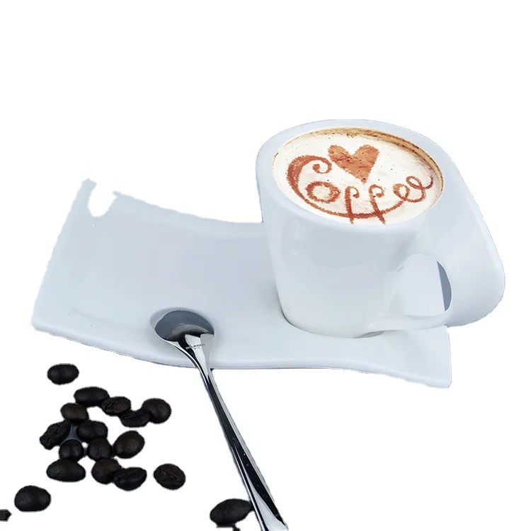 Бретт, уникальный дизайн, белая волнистая форма, изысканная фарфоровая чашка для эспрессо, чая, кофе и блюдце