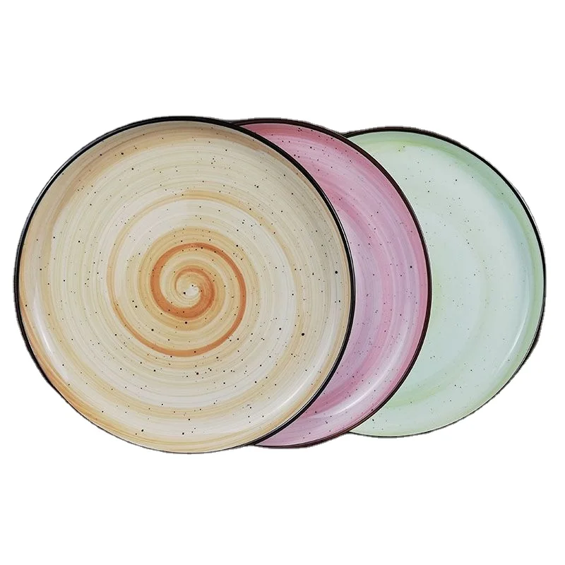 Новый дизайн фарфоровые керамические красочные ресторанные столовые приборы плоские десертные тарелки для ужина