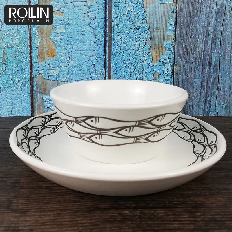Белый фарфоровый обеденный сервиз, цветная посуда для дома и ресторана