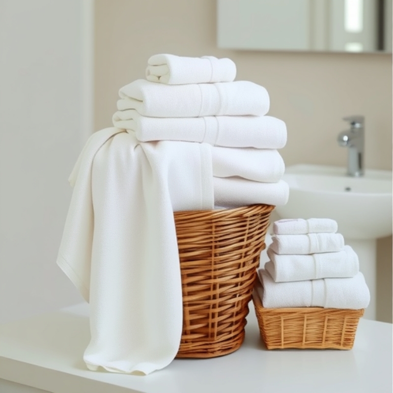 5 Star Luxury Hotel Towels White Custom Logo Bathroom Linen 32S Flat Weave 100% Cotton Face and Hand Towel Bath Towel Set