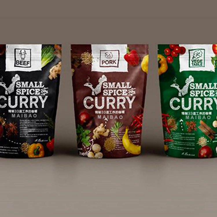 Производство матового матового стоячего мешка, закрывающегося пищевого порошка для специй, упаковки на молнии, пластикового майларового мешка с логотипом