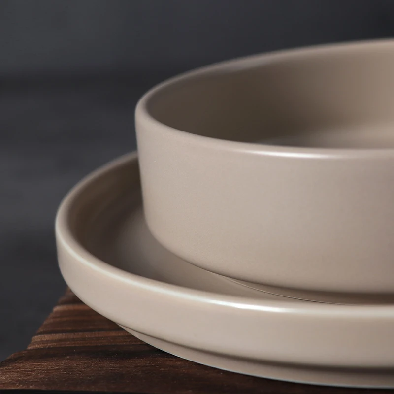 Минималистский обеденный набор с высокой оправой, керамические тарелки 8 дюймов, использование посуды для ресторана для гостиницы