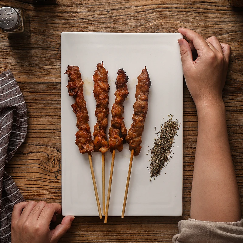 Роскошная белая фарфоровая прямоугольная тарелка для свадебной посуды и сервировочной посуды в ресторане