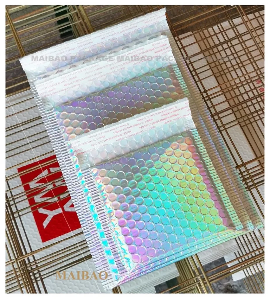 Изготовленный на заказ логотип A5 Экологически чистый биоразлагаемый полиэтиленовый почтовый пакет Алюминиевая фольга Конверты с металлической подкладкой Пузырьковая почтовая сумка