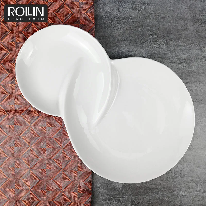 Высококачественные фарфоровые тарелки с уникальным дизайном, 8 форм, изготовленные на заказ, пригодные для использования в отеле