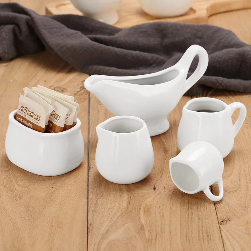 Mini Classic Pure White Ceramic Milk Creamer Jug With Handle Small Coffee Milk Creamer Pitcher for Home and Kitchen