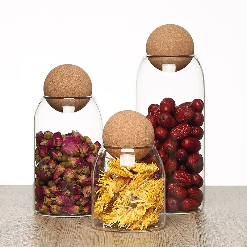 Боросиликатные прозрачные стеклянные банки, заводские бутылки и банки для хранения, контейнер для хранения продуктов питания с герметичной бамбуковой крышкой