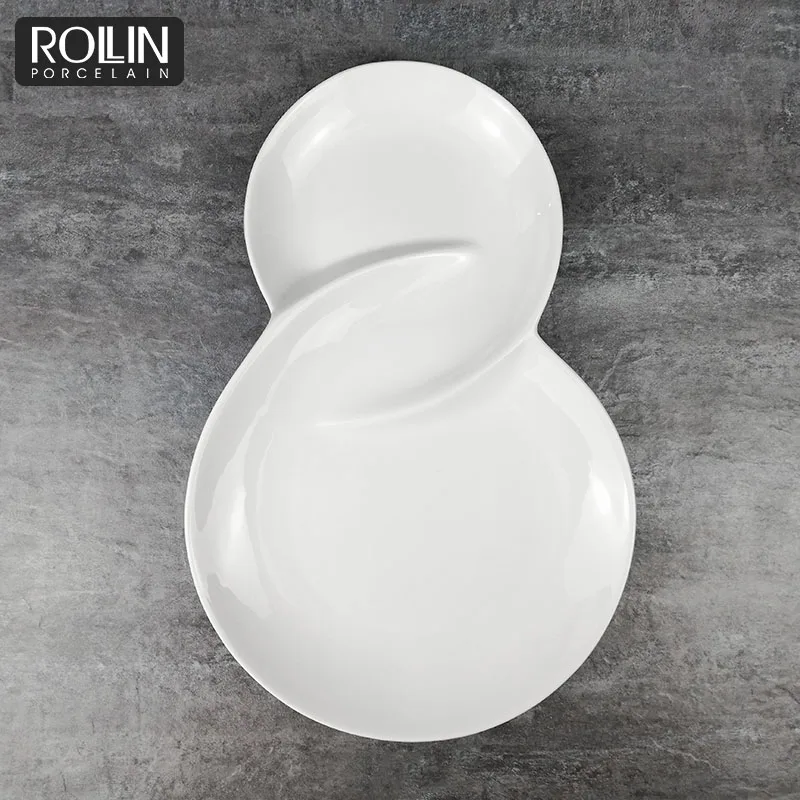 Высококачественные фарфоровые тарелки с уникальным дизайном, 8 форм, изготовленные на заказ, пригодные для использования в отеле