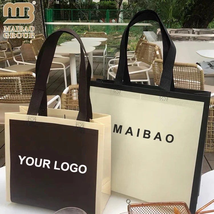 Эко-содружественные продуктовые магазины Нетканые сумки Тоте Многоразовые нетканые сумки Тоте с логотипом, напечатанным на заказ, Ламинированная сумка из нетканого материала