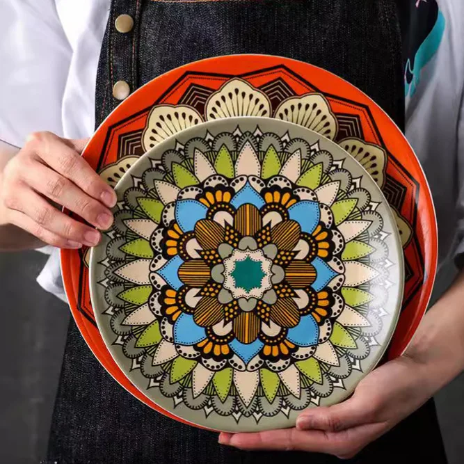 Оптовая продажа в богемном стиле, креативная керамическая тарелка для завтрака, суши, отличительное одноразовое блюдо для домашнего использования, интернет-праздники