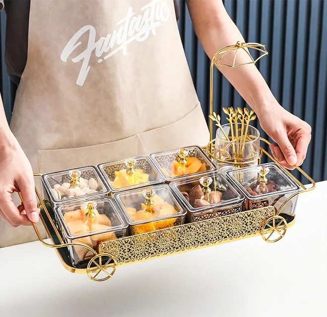 European Glass Fruit Tray Dry Fruit Division Household Living Room Coffee Table Creative Snacks Modern Candy Snack Plate