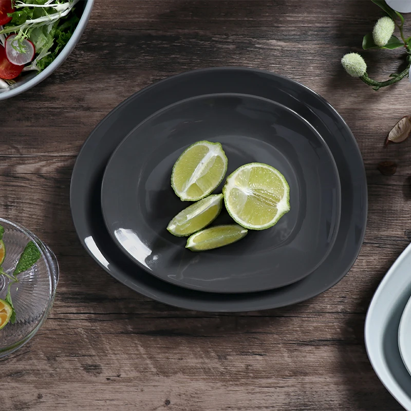Современный нерегулярный обеденный набор, оптовая продажа, тарелки, керамическая минималистичная посуда, ресторанная посуда, фарфоровая посуда