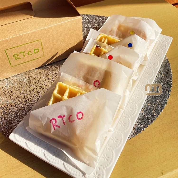 Изготовленный на заказ одноразовый упаковочный пакет для яиц и вафель, кондитерский пузырь, вафельный маслостойкий бумажный пакет, персонализированные бумажные пакеты для печенья с логотипом