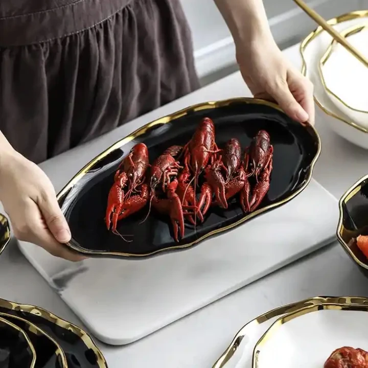 Banquet New Design Unique Creative Crockery Wedding Plates Ramen Bowl Porcelain Dinner Sets