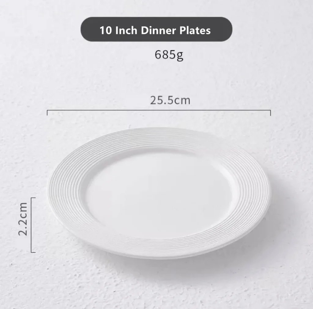 Nordic Ceramic White Dinner Plates Screw Thread Round Flat Porcelain Dinner Steak Plates for Restaurant Hotel Wedding
