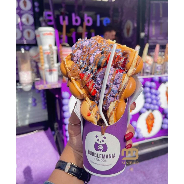 Напечатанные на заказ экологически чистые биоразлагаемые конусы для упаковки пищевых продуктов на вынос для крепов, крафт-бумага, чашка для мороженого, держатель для яиц и вафель