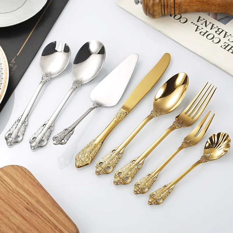Детский набор столовых приборов Набор столовых приборов Роскошный нож и вилка из нержавеющей стали Ложка Кофейная ложка