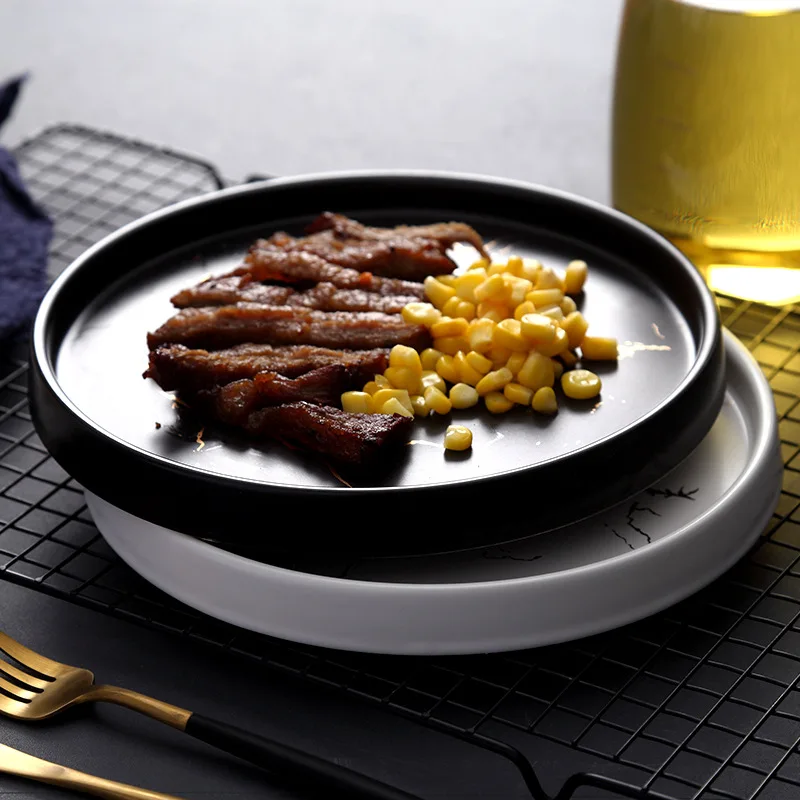 Nordic Style Ceramic Marble Plate Eco-Friendly Luxury Tableware for Dinner and Dessert Porcelain Steak Plate