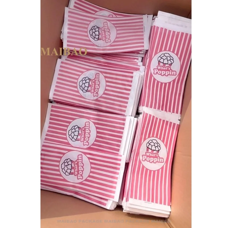 Оптовая продажа, биоразлагаемая переработанная термосвариваемая упаковка для закусок, бумажные пакеты для попкорна с логотипом на заказ