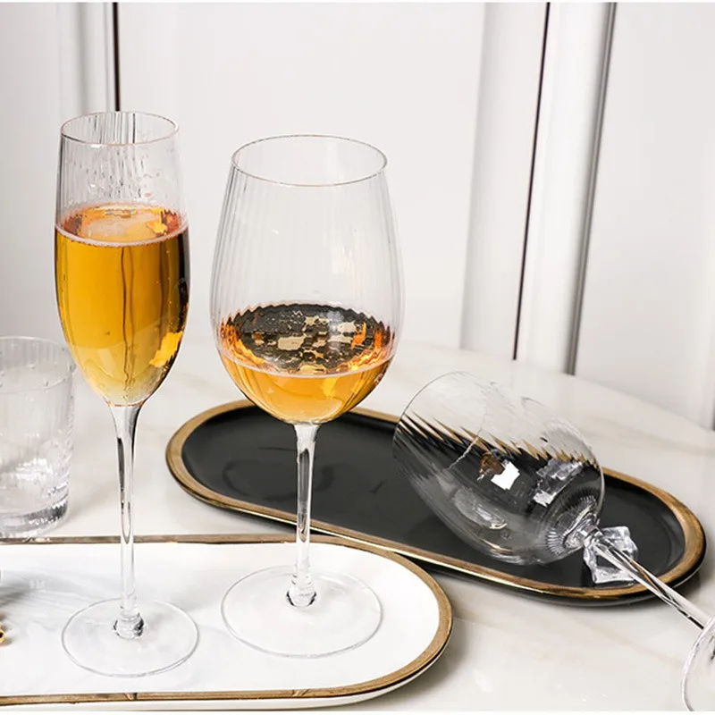 Оптовые европейские бордовые высококачественные полосатые бокалы для красного вина