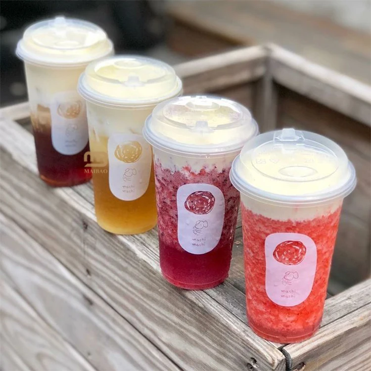 Изготовленный на заказ пластиковый стаканчик для чая с пузырьками, 16 унций, 22 унции, чашка для сока, чайного смузи Boba, 500 мл, 700 мл, прозрачные пластиковые стаканчики с крышкой и соломинкой