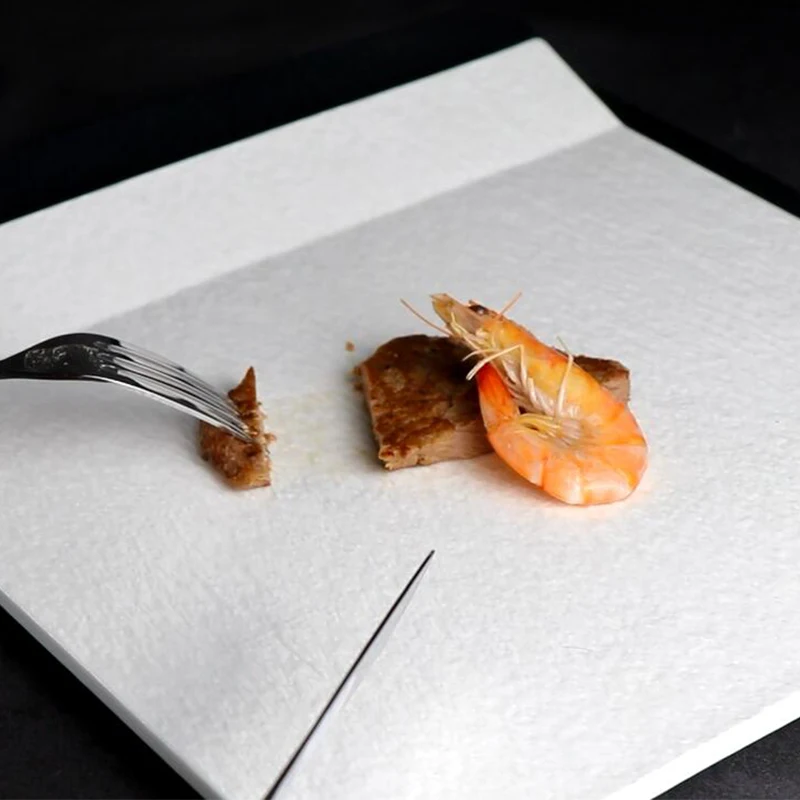 Отель в западном стиле, матовая черно-белая квадратная фарфоровая тарелка, тарелка для еды, квадратная фарфоровая тарелка для кейтеринга