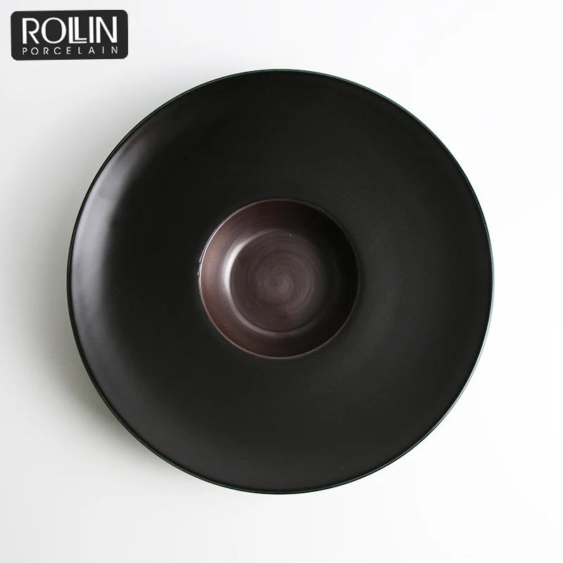 Оптовая керамическая посуда заводская цена черная скандинавская керамическая фарфоровая тарелка керамическая для 5-звездочного отеля и ресторана