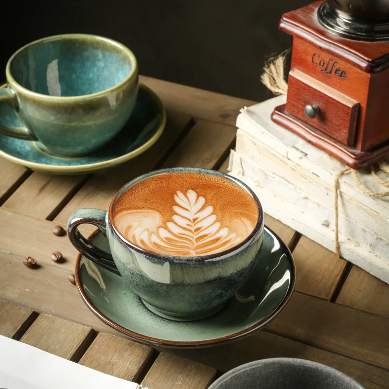 Modern Style Ceramic Coffee Cup Restaurant Home Gathering High-end Exquisite Kiln Transformation Tea Cup Set 350ml Wholesale