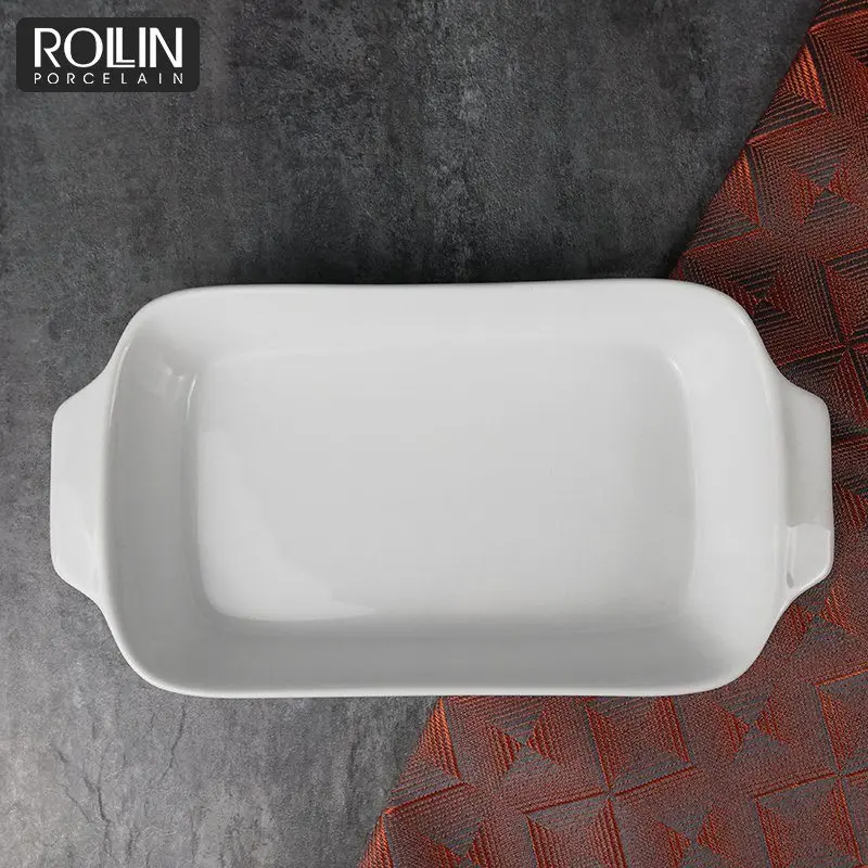 Новые поступления, фарфоровая форма для выпечки, прямоугольная керамическая форма для выпечки с ручками