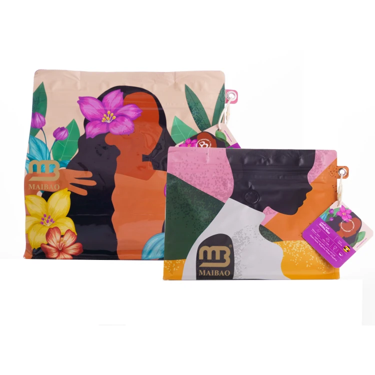 Изготовленный на заказ эко-биоразлагаемый кофейный пакетик с воздушным клапаном, односторонний клапан на 12 унций, кофейный пакетик с отверстием для подвешивания для упаковки пищевых продуктов для кофе, чая