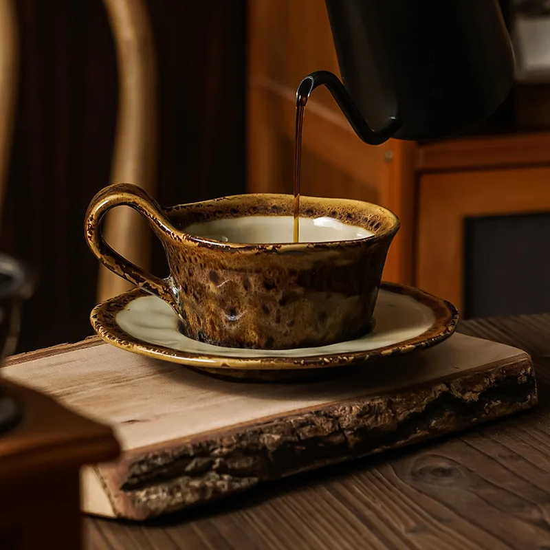 Древняя фарфоровая чашка для кафе, 160 мл, керамическая глина ручной работы, керамическая глазурь, кофейная, чайная кружка, набор чашек и блюдцев, оптовая продажа