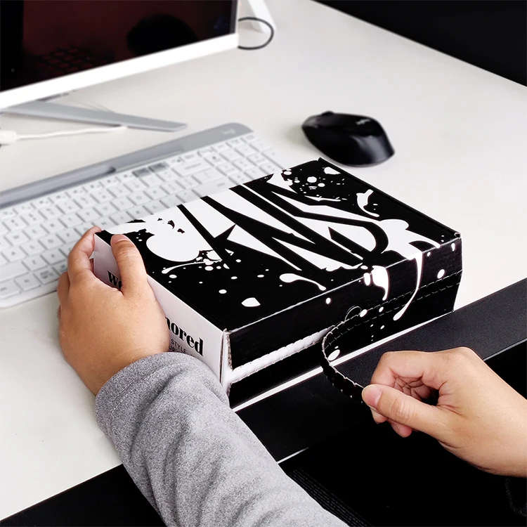 Плоская упаковка с принтом на заказ, упаковочная коробка с отрывной полосой, розовая гофрированная складная почтовая коробка из крафт-бумаги, доставка почтовая коробка