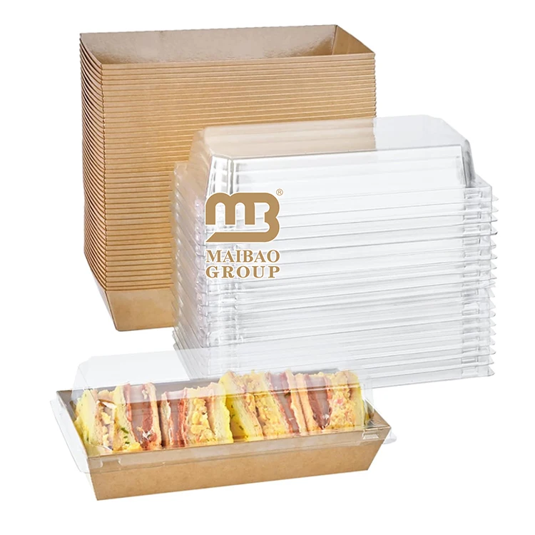 Упаковка для кексов с принтом на заказ, коробка для мясных закусок с прозрачными крышками, мини-коробка для ломтиков торта, контейнер для еды, бумажная коробка для выпечки, бумажная коробка для сладостей