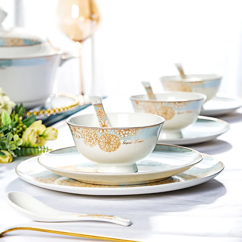 Modern Luxury Bone China Dinnerware  Ceramic Tableware Home Restaurants Includes Plates Wedding Party Dishes&plates Sustainable