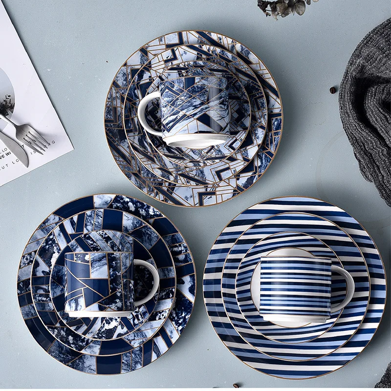 Household Solid Color Ceramic Dinner Plate Bowl Combination Restaurant Tableware Ceramic Bowl Set