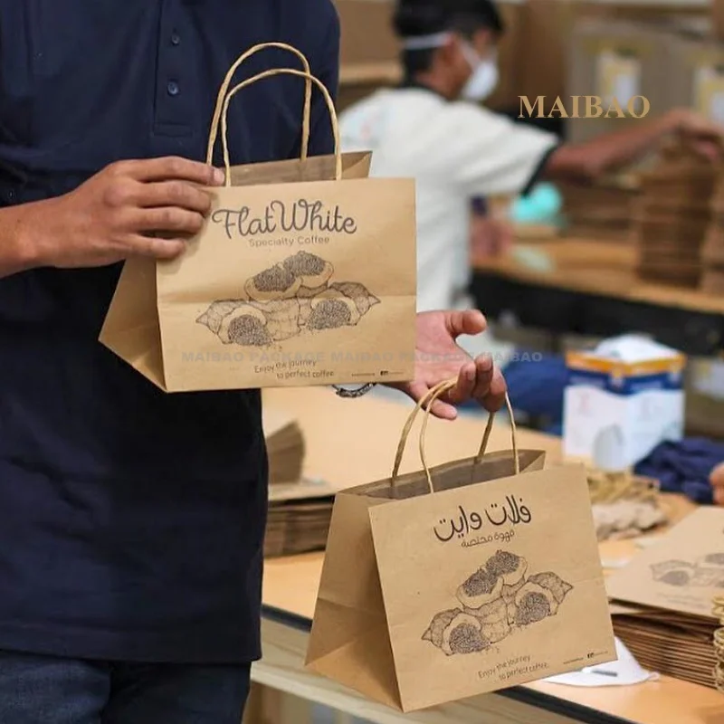Оптовая цена Белая бумага Подарочная сумка для покупок Небольшие покупки Коричневые пакеты из крафт-бумаги с ручками Изготовленные на заказ эко-бумажные подарочные пакеты Tote