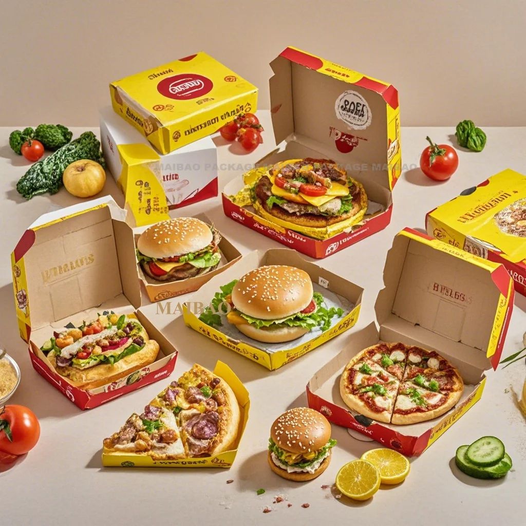 Индивидуальный логотип Эко-одноразовый ресторан на вынос Фаст-фуд Упаковка для салатов Крафт-бумага Контейнеры для жареной курицы на вынос Коробка для хот-догов