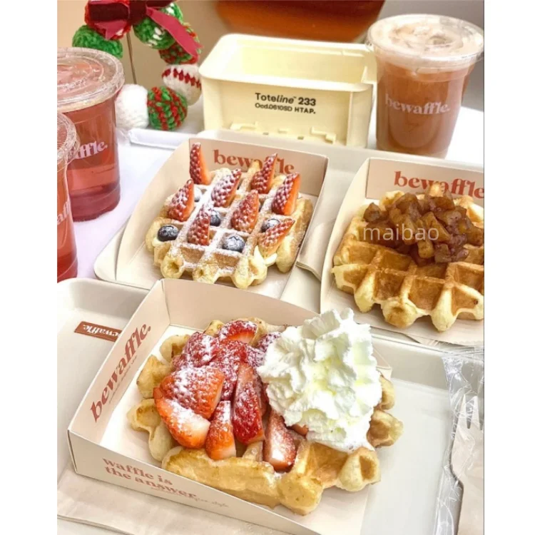 Напечатанная на заказ арабская сладкая бумажная коробка для блинов, одноразовые контейнеры для еды для завтрака, кондитерские изделия на вынос, коробка для упаковки блинов для десерта