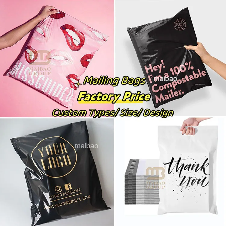 定制标志哑光黑色可生物降解海运邮袋环保可持续生物基塑料邮袋