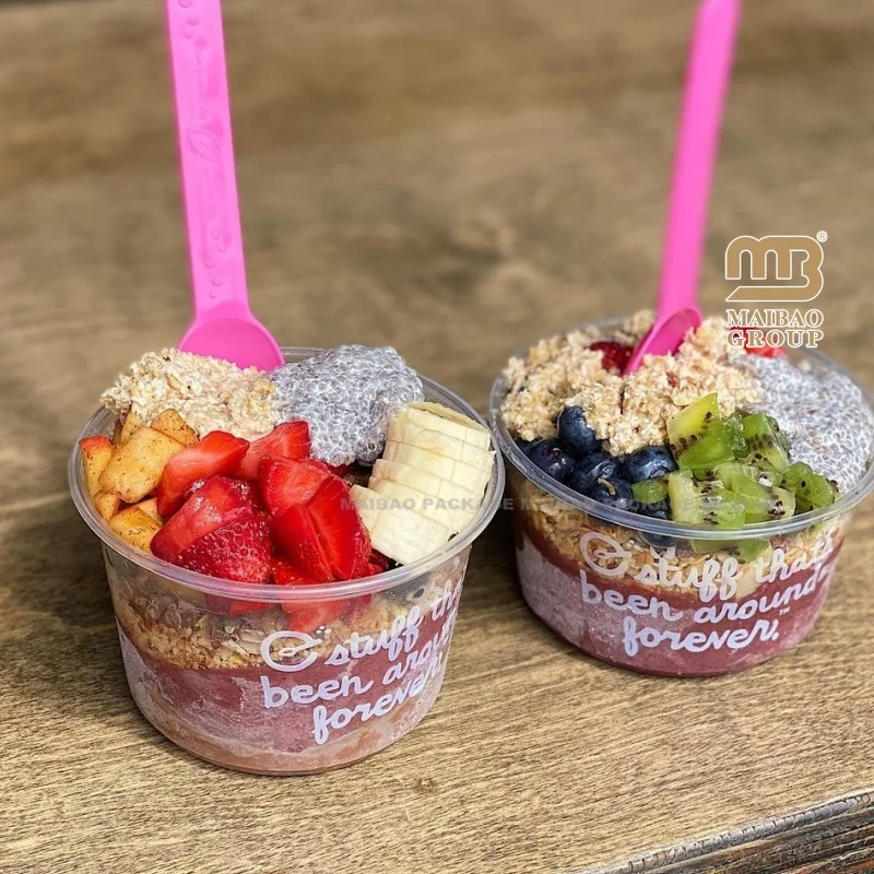 Пользовательские миски асаи на 8/12/14/16/24/32 унции с логотипом, пластиковые стаканчики для салатов, фруктов и овощей, контейнеры на вынос