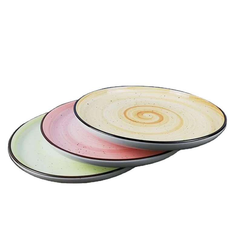 Новый дизайн фарфоровые керамические красочные ресторанные столовые приборы плоские десертные тарелки для ужина