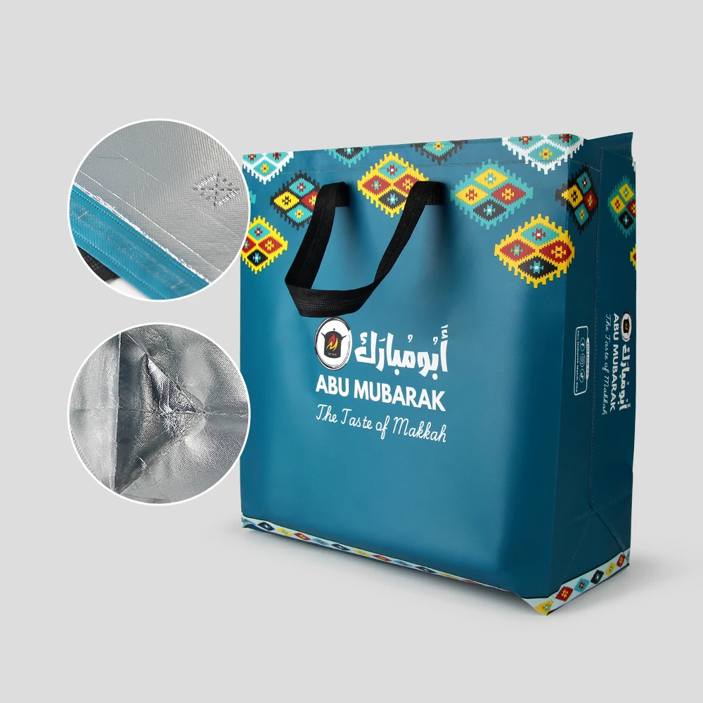 Серебряная алюминиевая фольга Экологичная сумка для покупок Переработанная устойчивая нетканая продуктовая сумка для покупок Тоте с логотипом