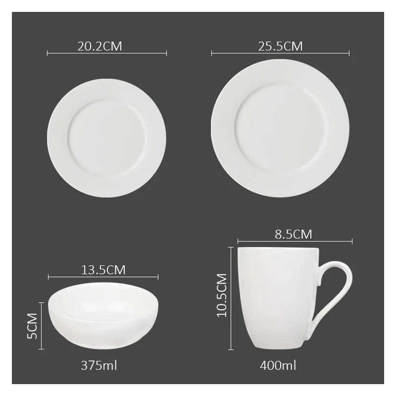 Assiettes En Porcelaine Белый фарфор Авиакомпания Роскошная тарелка Керамическая посуда Фарфоровая посуда