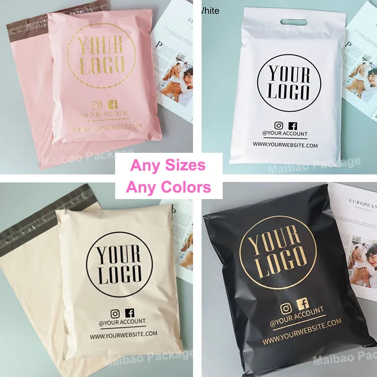 Самоклеящиеся пластиковые полиэтиленовые почтовые пакеты с индивидуальным логотипом, биоразлагаемые, экологически чистые, транспортировочные пакеты для одежды/одежды