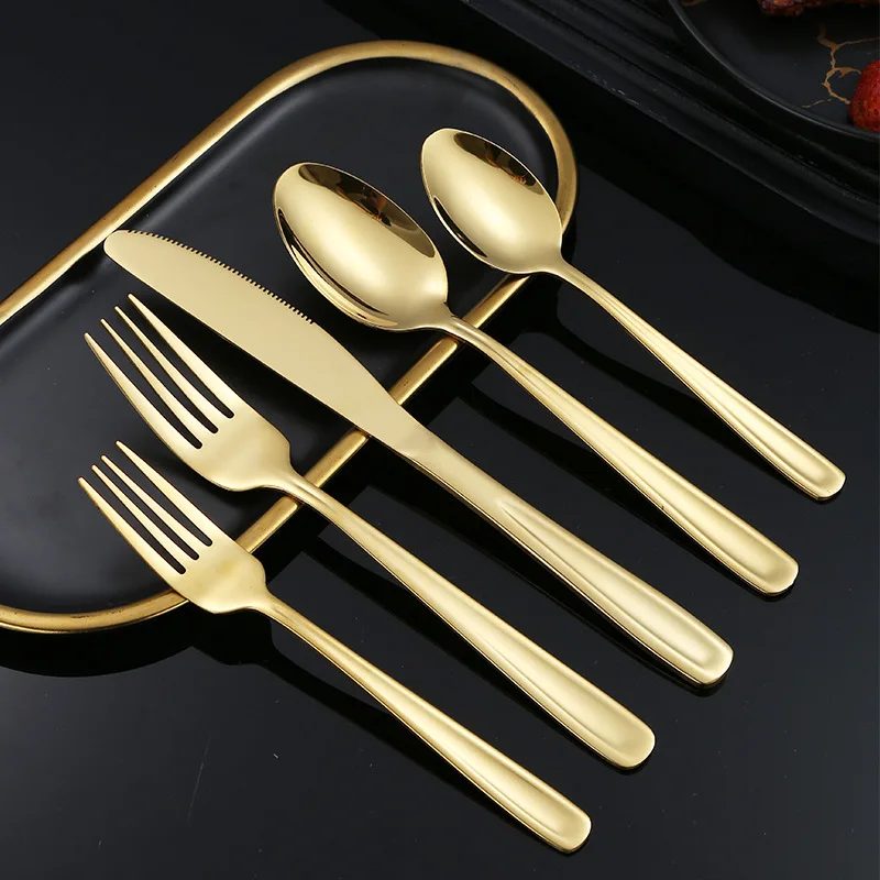 Luxury Stainless Steel Cutlery Silver Restaurant Wedding Set Flatware Spoons Forks and Knives for Events