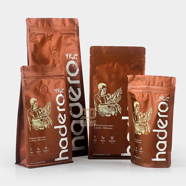 Оптовая экологически чистая алюминиевая фольга с плоским дном для кафе, пакет с принтом, 500 г, 1 кг, пакеты для упаковки кофе с клапаном