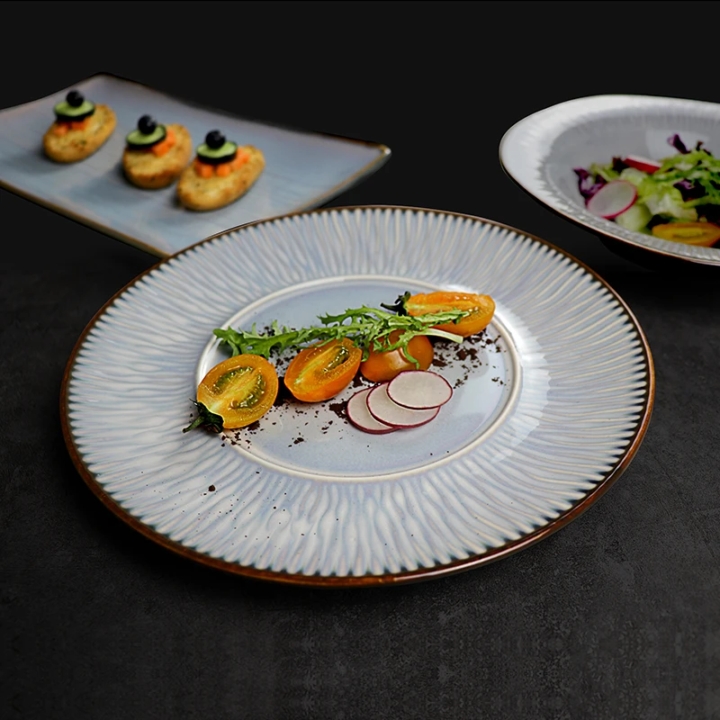 Керамическая тарелка Ресторанный поднос Фарфоровые блюда и тарелки Квадратные тарелки для кейтеринга Посуда оптом