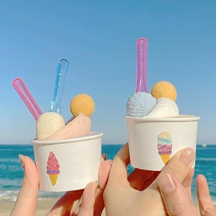 Оптовая продажа, одноразовый бумажный стаканчик на 16 унций, упаковка для мороженого, стаканчик для мороженого с крышкой, индивидуальный бумажный стаканчик для мороженого на вынос, пищевой сорт